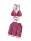 Fringed Halter Top&Skirt Knitted 2Pcs
