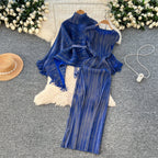 Beaded Fringed Cardigan & Vest Dress 2Pcs