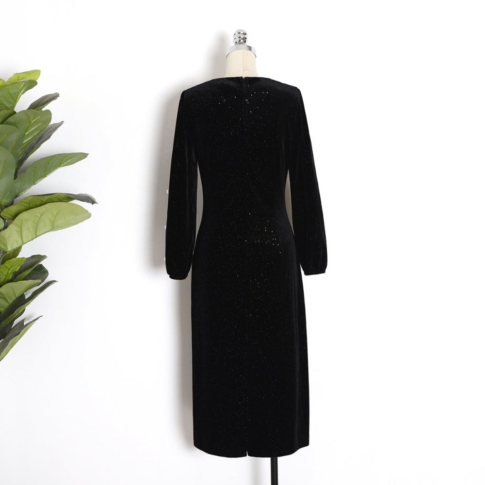 Vintage Square Collar Velvet Dress