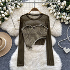 Irregular Design Patchwork Denim Top