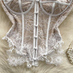 French Style Strapless Embroidered Top
