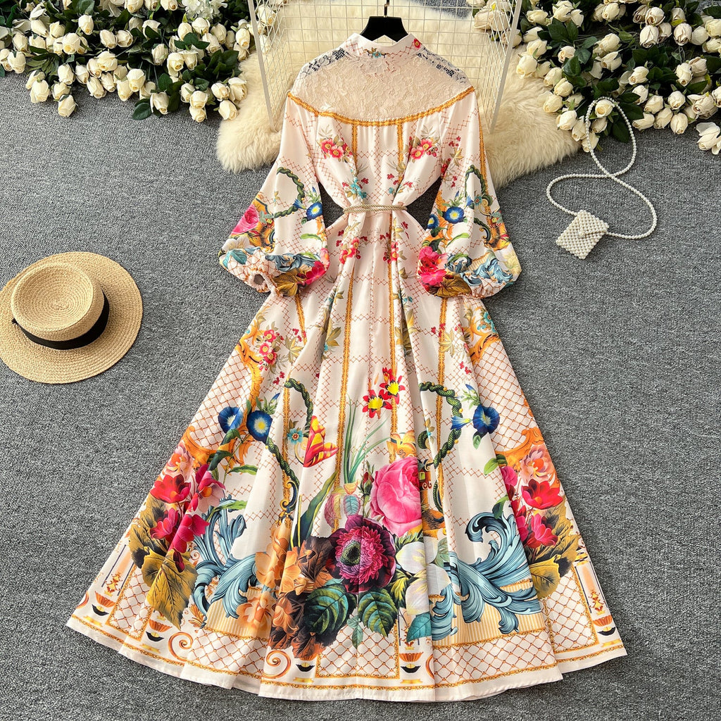 Courtly Mesh Patchwork Floral Dress