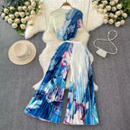 Chiffon T-shirt & Wide-leg Trousers 2Pcs