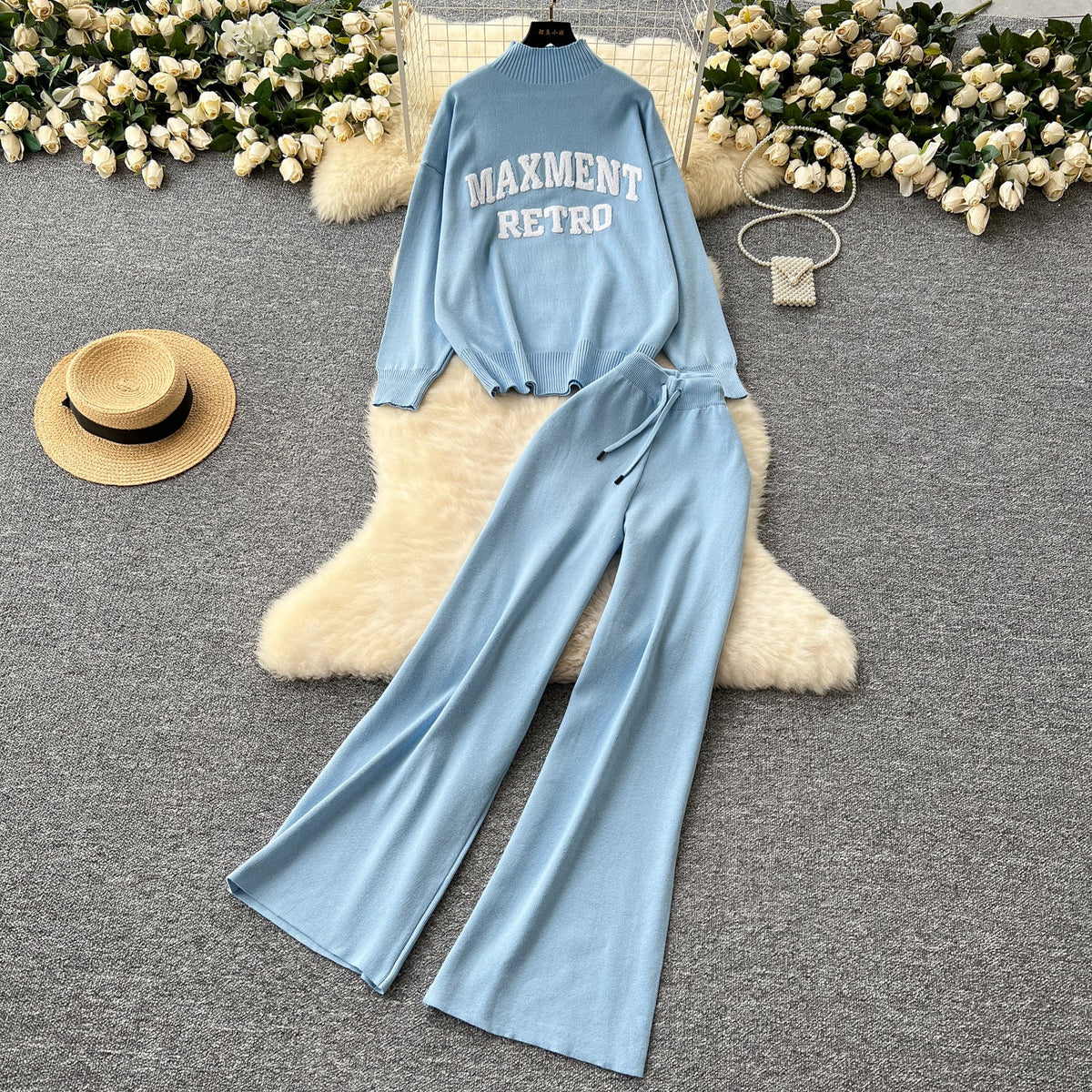 Monogrammed Sweater&Trousers Casual 2Pcs