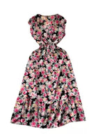 V-neck Elastic Waist Floral Dress