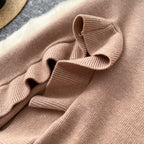 Solid Color Ruffled Knitted Skirt