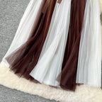 Fairy Color-blocking Puffy Mesh Skirt