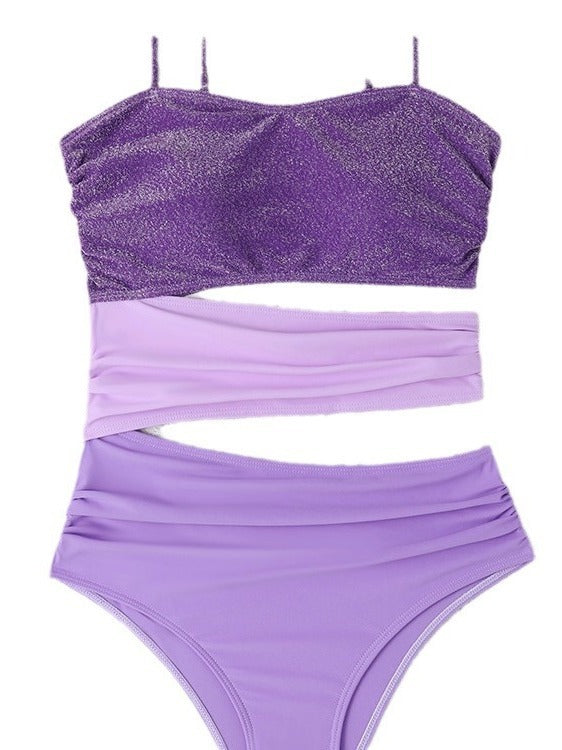 Purple Gradient Waist Simple Design Swimwear