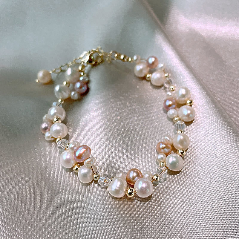 Dreamy Mosaic Pearl Bracelet Necklace Set