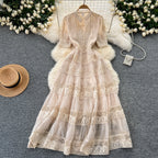 Courtly Elegant Lace Patchwork Dress