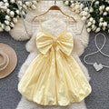Chic Large Bow Elastic Slip Dress