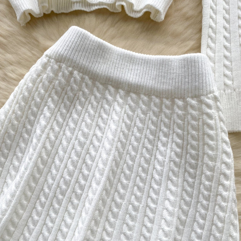 Lapeled Knitwear&Skirt Tweed 2Pcs