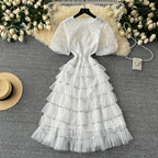 Delicate Sequined Layered Mesh Dress