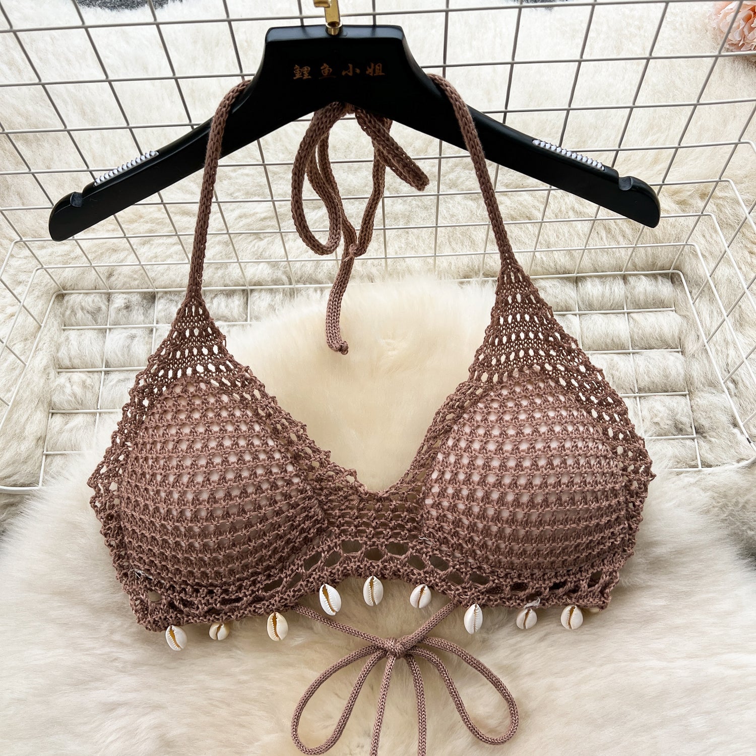 Halter Bikini&Fringed Skirt Knitted 2Pcs