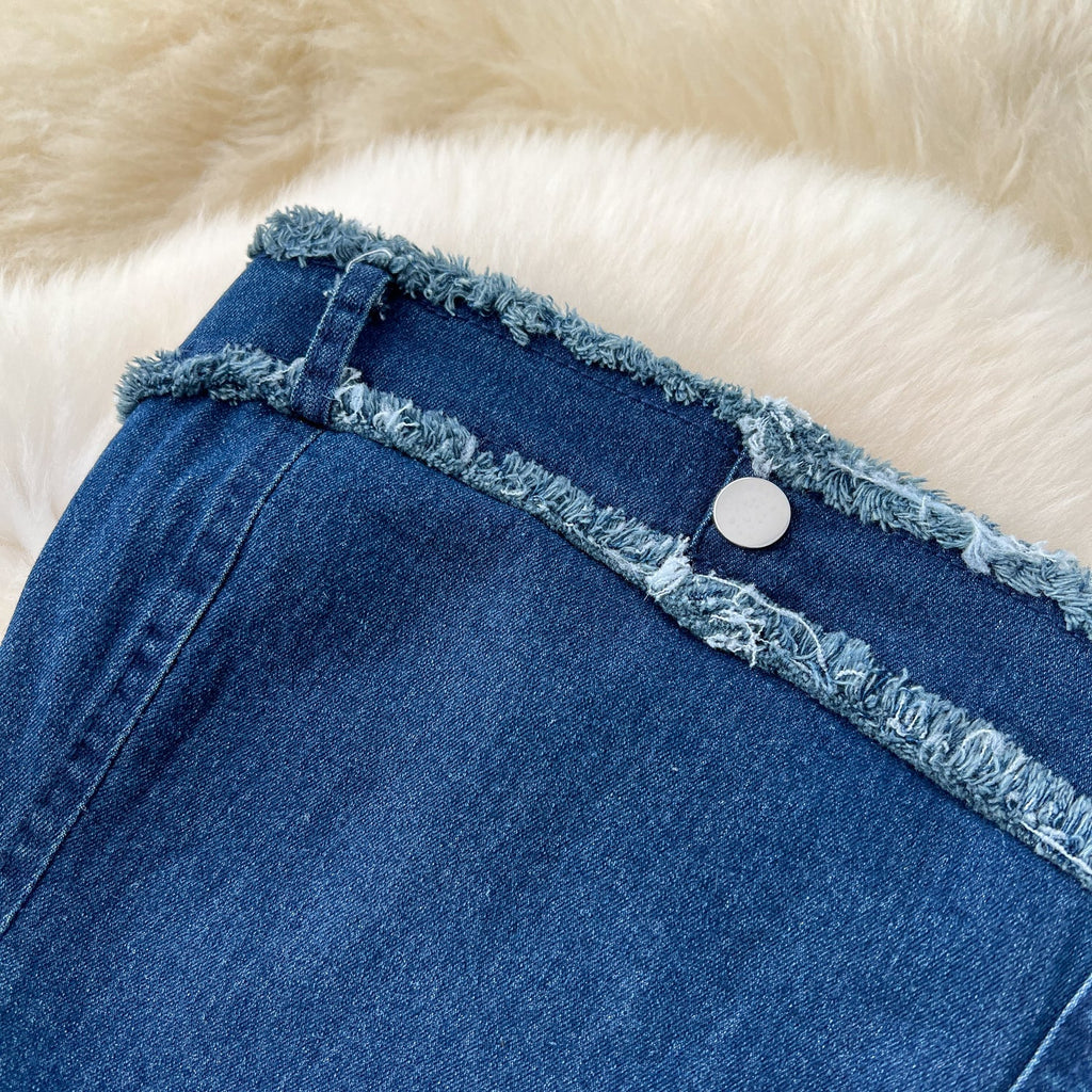 Tank Top & Fringed Skirt Denim 2Pcs