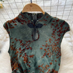 Vintage Tie-dye Floral Hollowed Cheongsam
