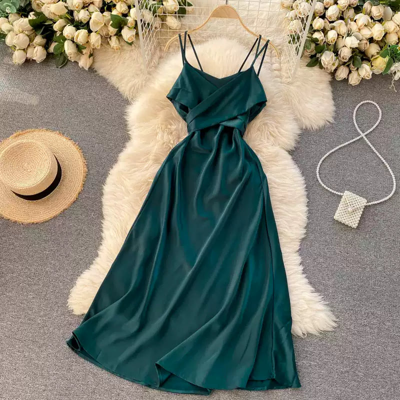 Elegant Crisscross V-Neck Evening Dress