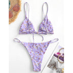 Vintage Printed Three-pieces Bikini
