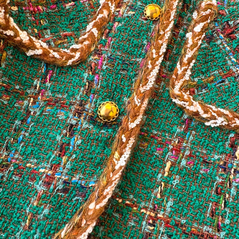 Vintage Tweed Plaid Short Jacket