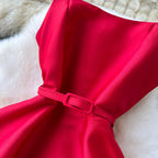 Delicate Solid Color Puffy Slip Dress