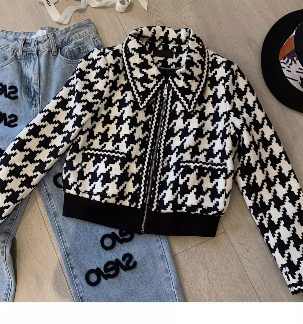 Black&White Houndstooth Short Jacket