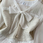 Bow Cardigan&Skirt Patchwork 2Pcs