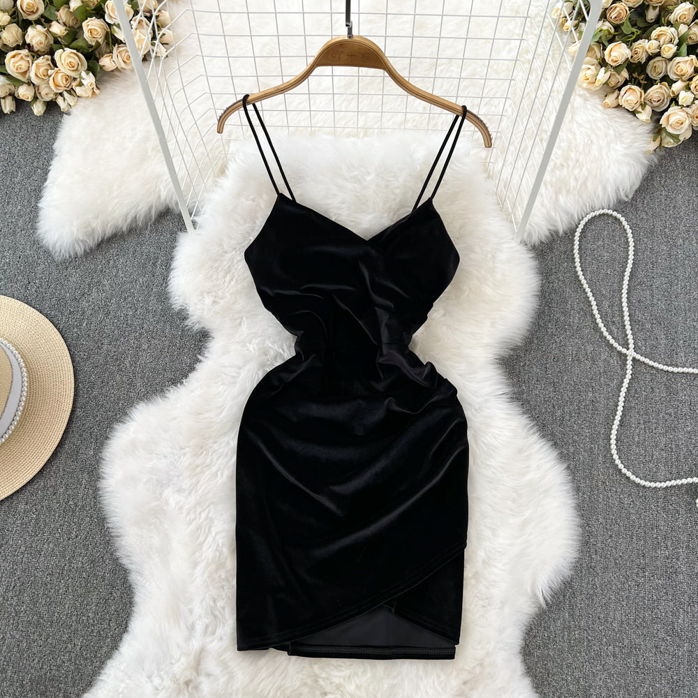 Sexy Velvet Slip Bottoming Dress