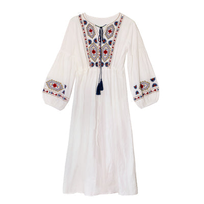 Embroidered Cotton And Linen Dress