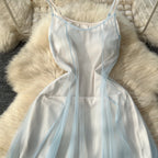 Blue Mesh Outwear & Slip Dress 2Pcs
