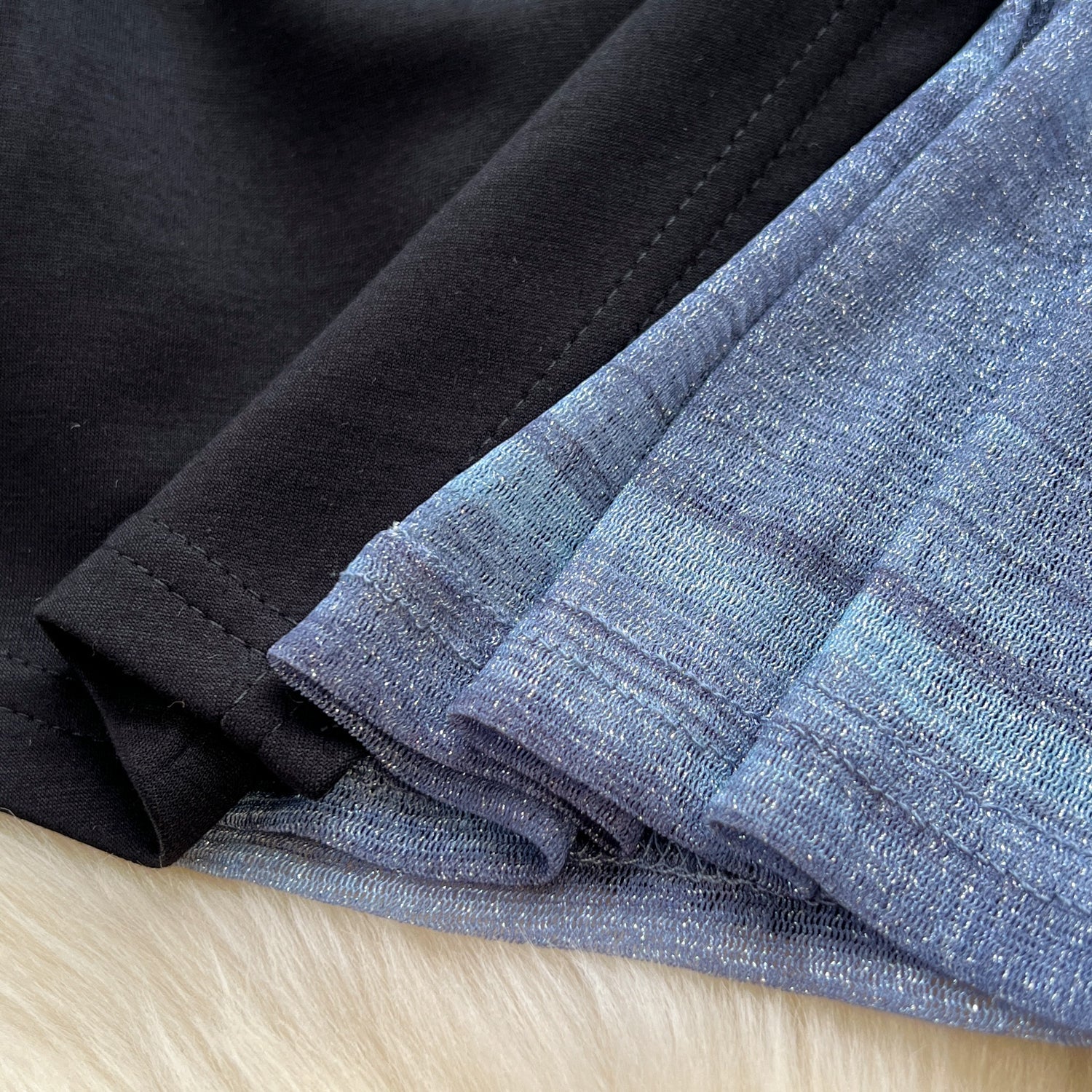 Patchwork Mesh Top&Black Skirt 3Pcs