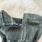 Chic Off-shoulder Sequined Denim Romper