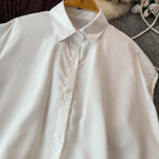 Plaid Patchwork Cardigan&White Shirt 2Pcs