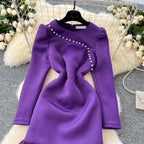 Beaded Mesh Pendulum Purple Dress