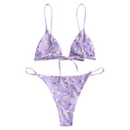 Vintage Printed Three-pieces Bikini