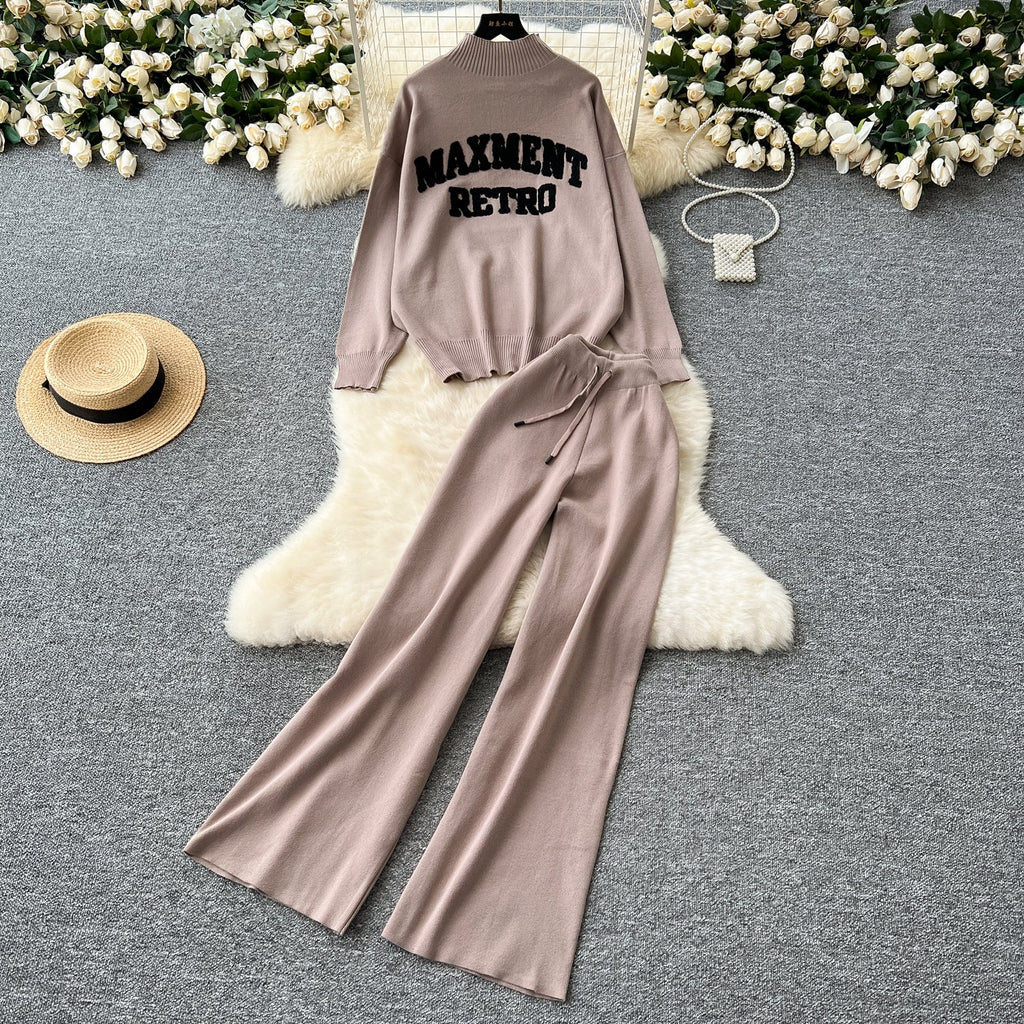 Monogrammed Sweater&Trousers Casual 2Pcs