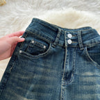 Korean Style High-waist Denim Trousers