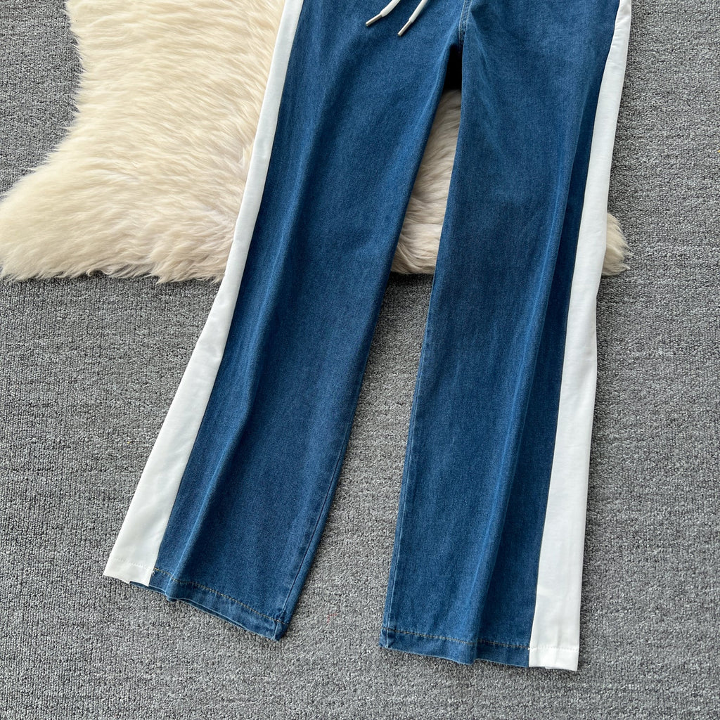 Patchwork Top&Trousers Denim 2Pcs