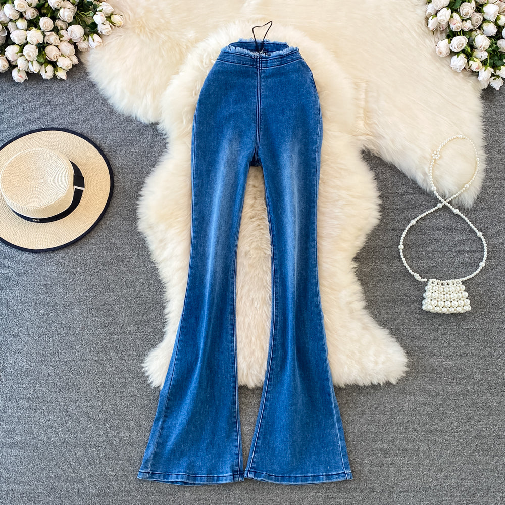 Slim-fit Elastic Wide-leg Trousers
