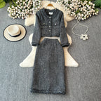 Blazer&Half-body Skirt Tweed 2Pcs