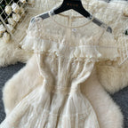 Delicate Sequined Lace Patchwork Dress