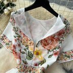 Courtly Floral Printed Short-sleeve Dress