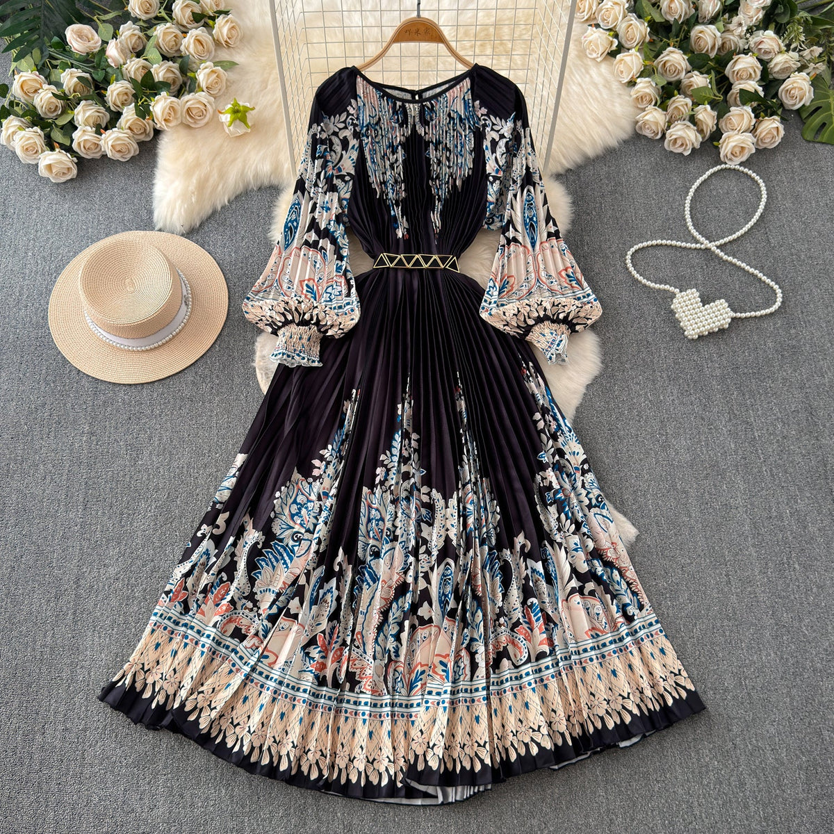 Courtly Floral Printed A-line Dress