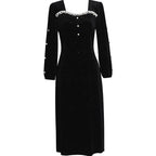 Vintage Square Collar Velvet Dress