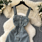 Vintage Distressed Denim Slip Dress