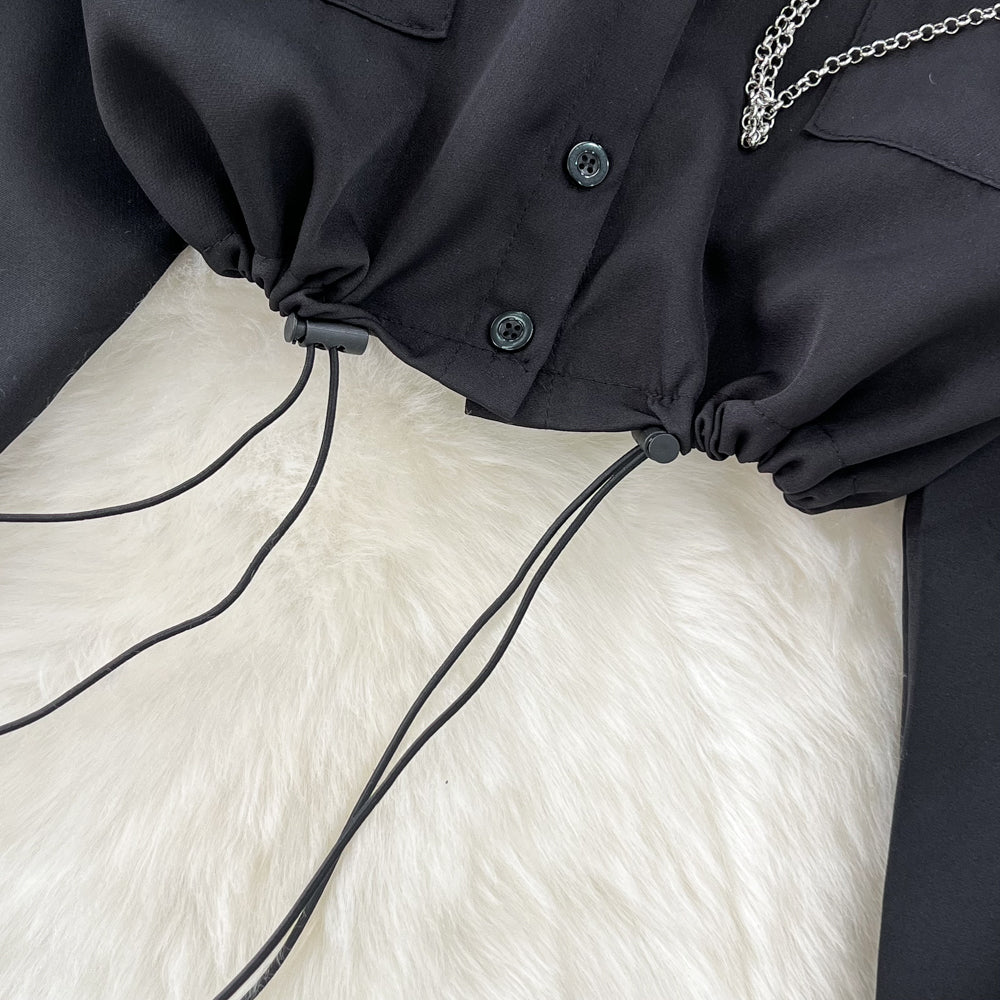 Drawstring Shirt&Trousers Chic 2Pcs