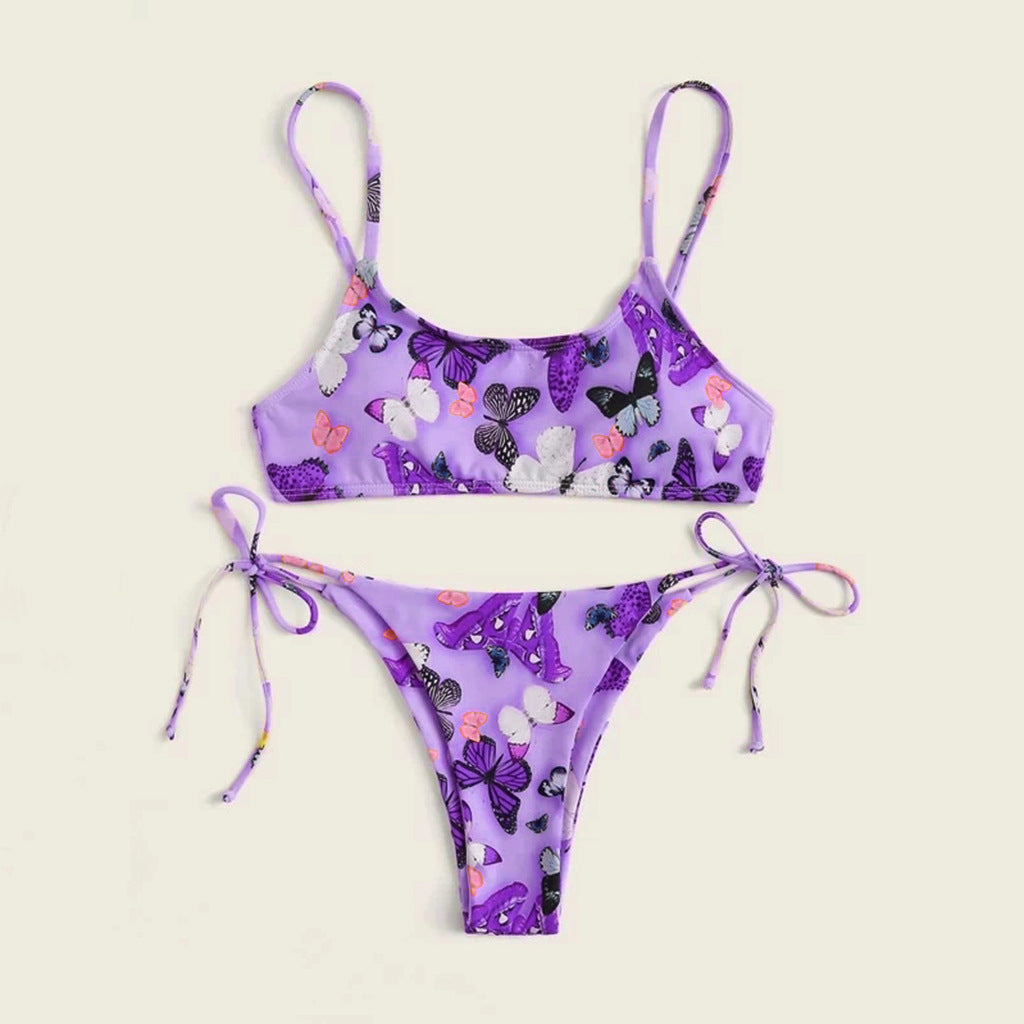 Vintage Printed Three-pieces Bikini