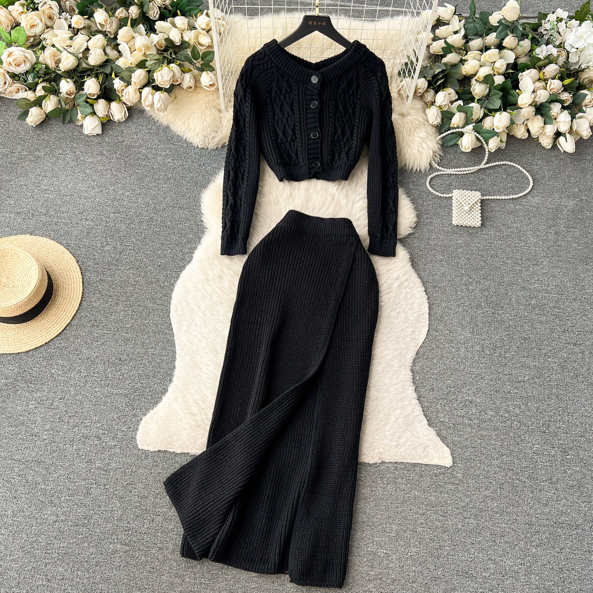 Twisted Cardigan&Skirt Thermal 2Pcs