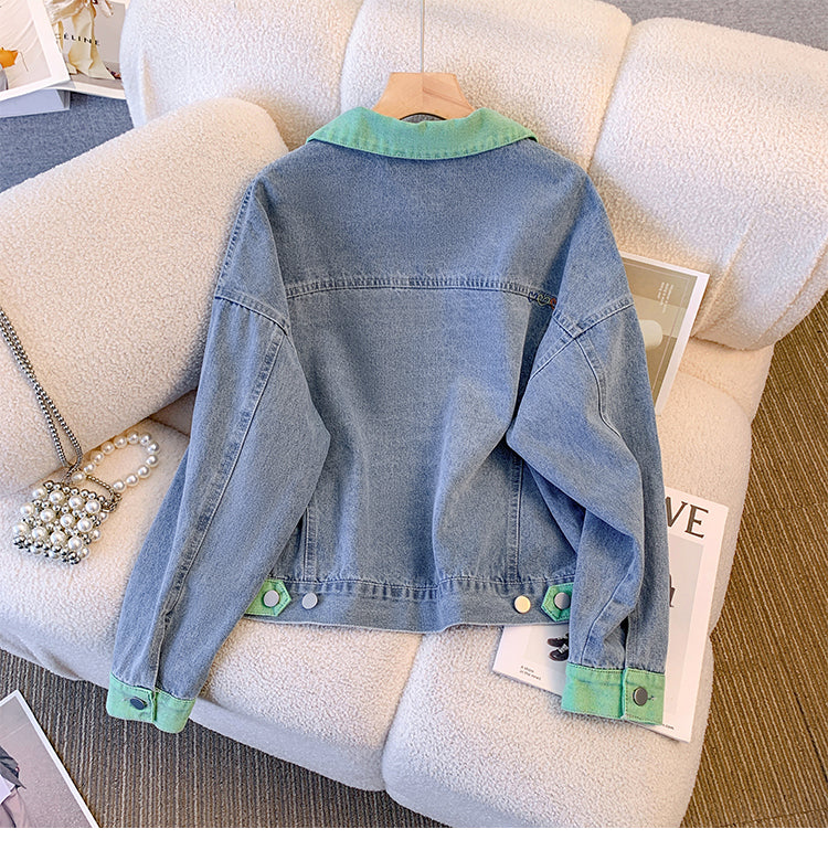 Vintage Color-blocking Denim Jacket