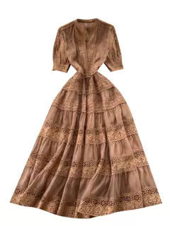 Courtly Elegant Lace Patchwork Dress