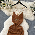 Bohemia Hollowed Caramel Slip Dress